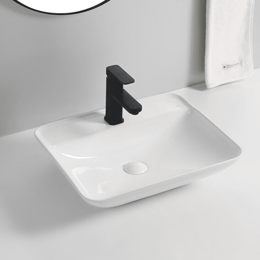 Glossy White Ceramic Countertop Wash Basin – Minimalist Luxury Sink