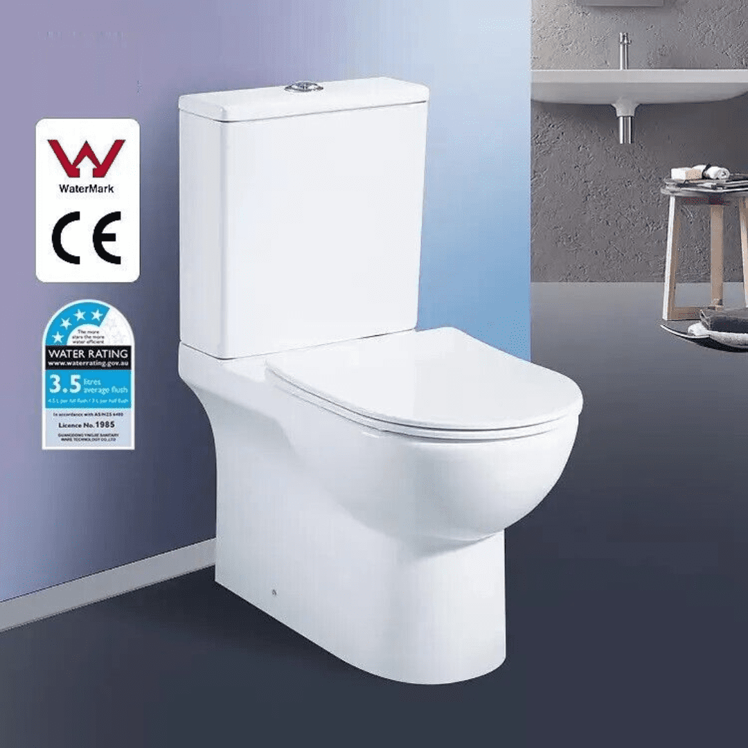 Rimless Ceramic P-Trap Commode – Modern 2 Piece Toilet